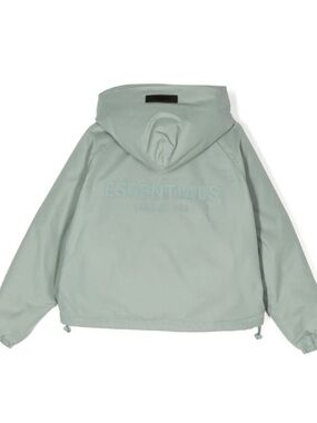 Essentials Fear of God YOUTH Sage Green Hooded Pullover Windbreaker SIZE 10